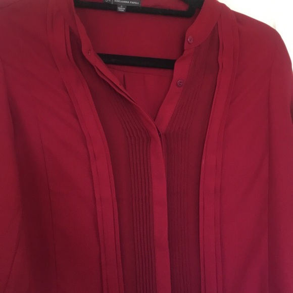 Adrianna Papell button down striking red blouse - Picture 2 of 3